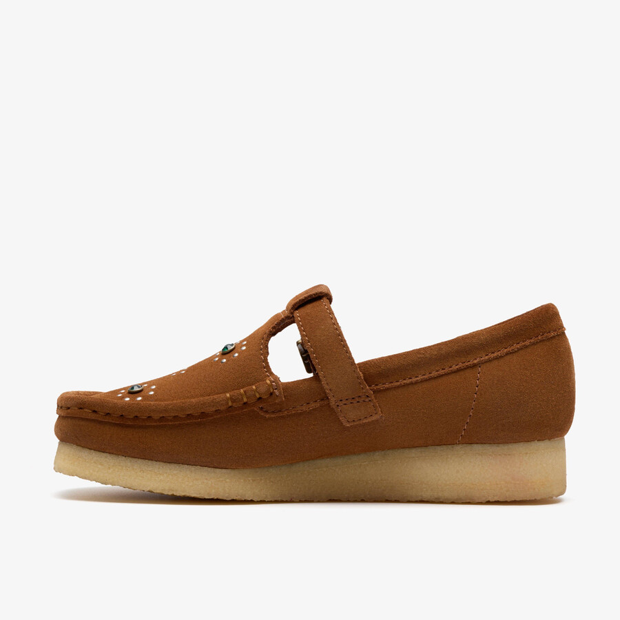 wallabee t-bar - bruinoranje suède